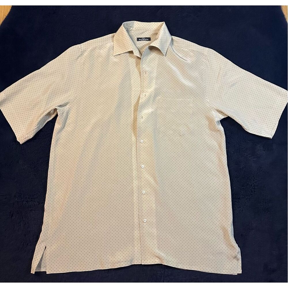 Gerlin Men’s Silk Button Up Shirt Oversized Medium Cream R1 Italian Luxury